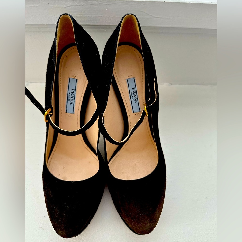 Prada Black Suede Platform Pump